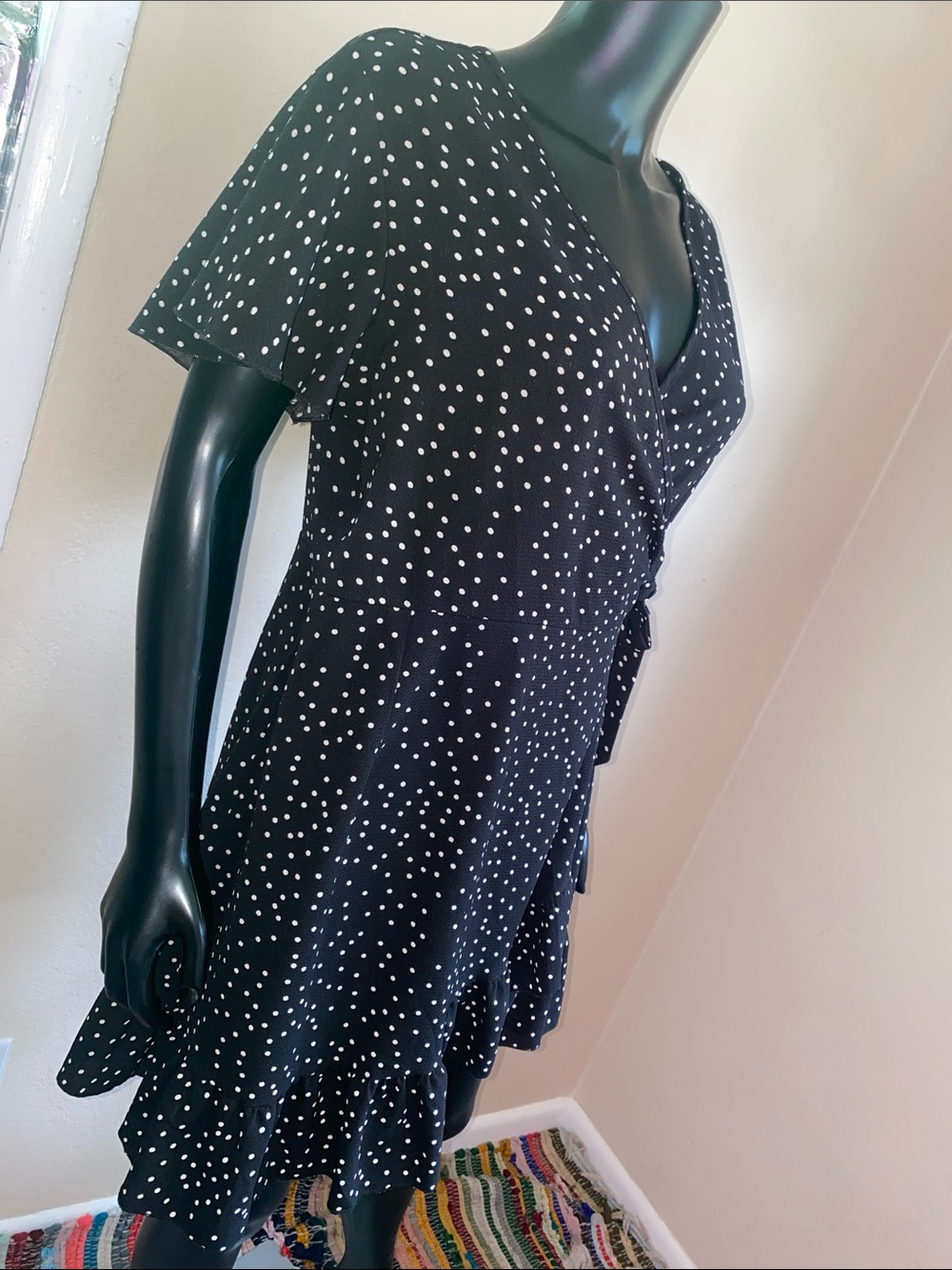 Black Polka Dot Wrap Around Dress After Beach Dress - Picture 8 of 12